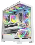 MODECOM Volcano Stellar Plus ARGB bílá / Skříň / ATX / tvrzené sklo / 8x ARGB ventilátor / 1x USB-C / 2x USB 3.0 (AT-STELLAR-PLUS-8F-ARGB-20)