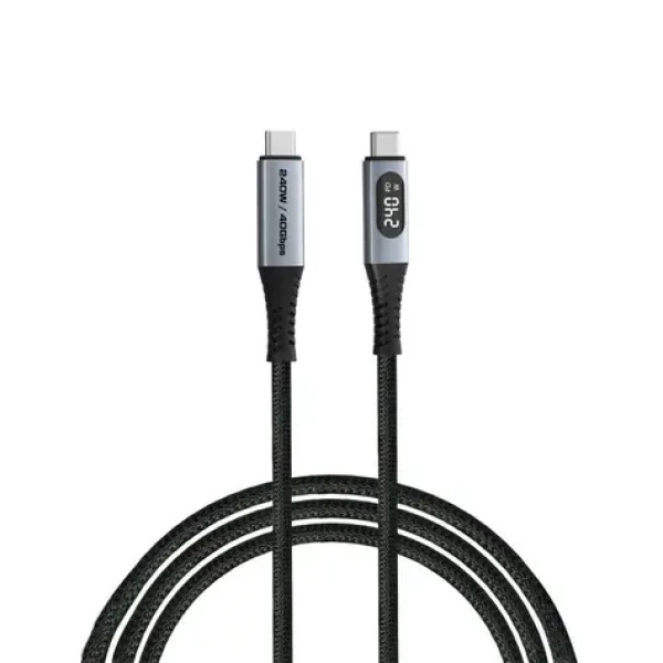 Verbatim Sync Charge USB4 černá / Kabel USB-C na USB-C / 240 W / 40 Gbit/s / LED displej / 120 cm (31849)