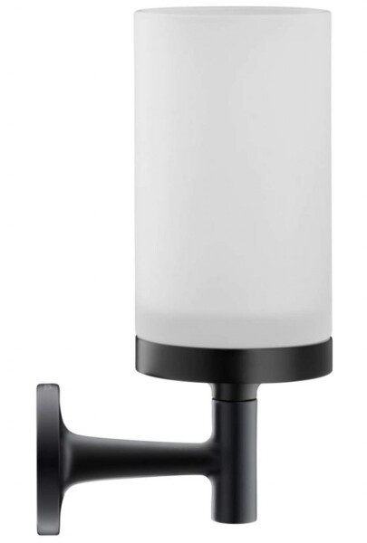 DURAVIT - Starck T Sklenka na kartáčky a pastu s držákem, černá mat/mléčné sklo 0099314600
