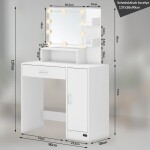 DBA Toaletní stolek Jocelyn bílá 90x38x137cm LED