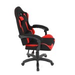 Herní křeslo, synchronní mechanismus, černá a červená látka, plast. kříž