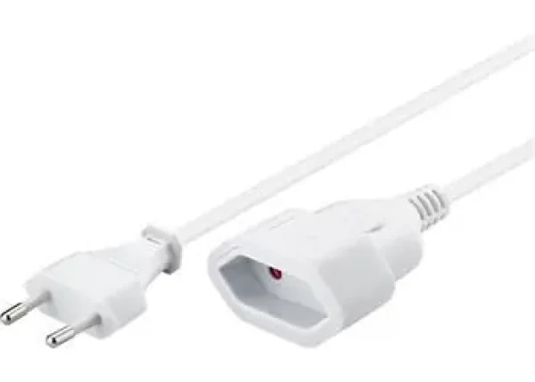 PremiumCord Kabel síťový prodlužovací dvojvidlice 3m bílý / Prodlužovací kabel / 230V / max. 2,5A (kpsm3w)