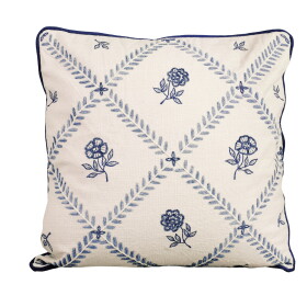 Strömshaga Vyšívaný povlak na polštář Lovisa Blue/White 45 × 45 cm, modrá barva, textil