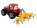 Mamido Traktor s třecím pohonem a se shrnovačem sena červený