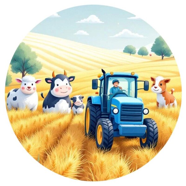 Obrázek Jedlý papír na dort Traktor a krávy