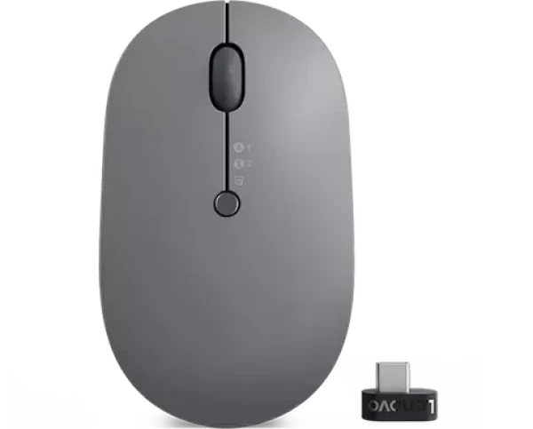 Lenovo Go Wireless Multi-Device šedá / Bezdrátová myš / 2400 DPI / 2.4GHz USB-C dongle / Bluetooth (GY51C21211)