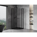 MEXEN/S - Mist L sprchový kout čtvrtkruh, křídlové 80 x 80, transparent, černá 8A32L-080-080-70-00