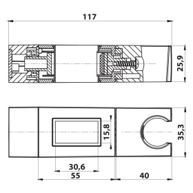 SAPHO - Držák pro sprchovou tyč 30x15, ABS/černá mat NDSC615
