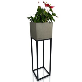 DumDekorace Elegantní vysoký kovový květináč v šedé barvě LOFT FIORINO 22X22X80 cm