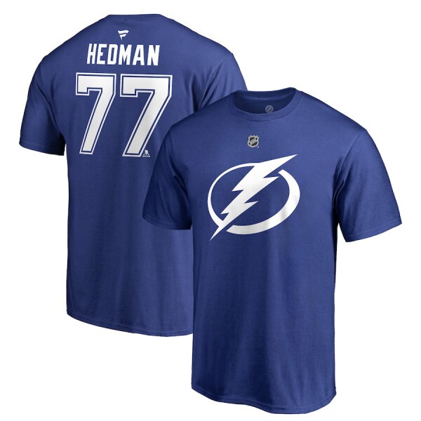 Fanatics Pánské Tričko #77 Victor Hedman Tampa Bay Lightning Stack Logo Name Number Velikost: