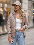 Dámská prošívaná přechodová bunda s kapucí, béžová, FashionStreet TY5783 XL