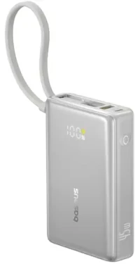 Baseus PicoGo 10000mAh 45W titanová / Powerbanka / Digitální displej / Vestavěný kabel USB-C