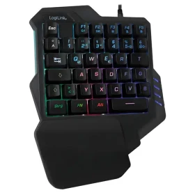 LogiLink Herní klávesnice pro jednu ruku černá / Klávesnice / Mini / Drátová / USB / RGB podsvícení (ID0181)