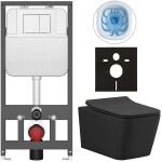 CERANO - Kompletní WC set Basic/Forte - černá matná - WC tlačítko Maxio/Bílá - závěsné - předstěnová instalace - 51x36 CER-8050BD86393