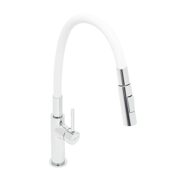 Dřezová baterie SAT se silikonovým ramínkem bílá/chrom SATBSD290B2F SATBSD290B2F