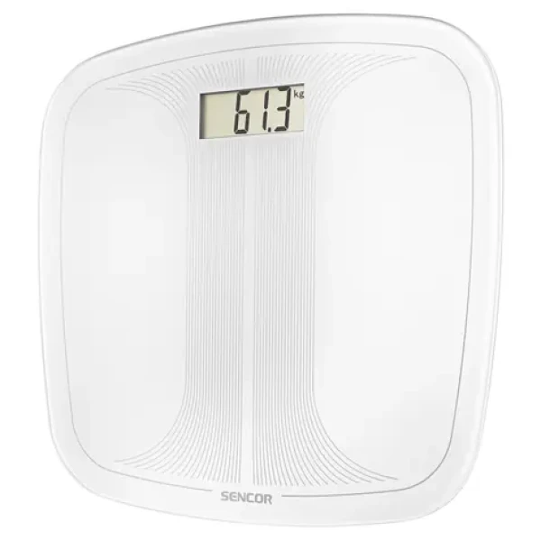 SENCOR SBS 2405WH bílá / Osobní váha / Tvrzené sklo / LCD / 150 kg / kg/lb / 1x CR2032 (8590669338382)