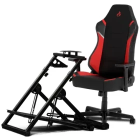 Nitro Concepts C-Racer - X1000 Inferno Red Bundle / Skládací stojan pro volant + Herní židle / tkanina / nosnost 120 kg (GABU-489)