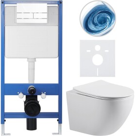 CERANO Kompletní WC set Profi/Cesso - bílá lesklá - WC tlačítko Line/Bílá - předstěnová instalace - 49x36 cm - 8050BD84357