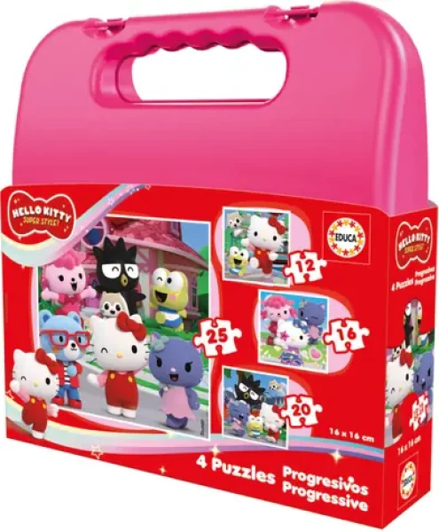 EDUCA Puzzle v kufříku Hello Kitty 4v1