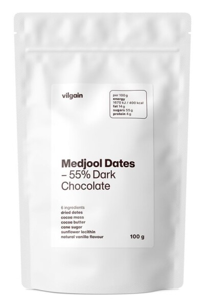 Vilgain Medjool datle v čokoládě – hořká čokoláda 100 g