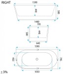 REA - Volně stojící akrylátová vana SYDNEY BELLANTO pravá 160cm REA-W0253