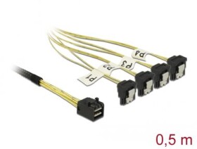 DeLock Kabel 1x miniSAS (M) - 4x SATA (F) 0.5m žlutá (85684)