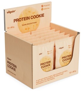 Vilgain Protein Cookie – 12× Vanilkový krém s mandlemi 80 g