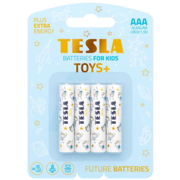 TESLA TOYS+ BOY alkalická baterie AAA 4 ks / LR03 / mikrotužková / blister      (11030420)