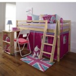 Dětská patrová postel s PC stolem Alzena růžová
