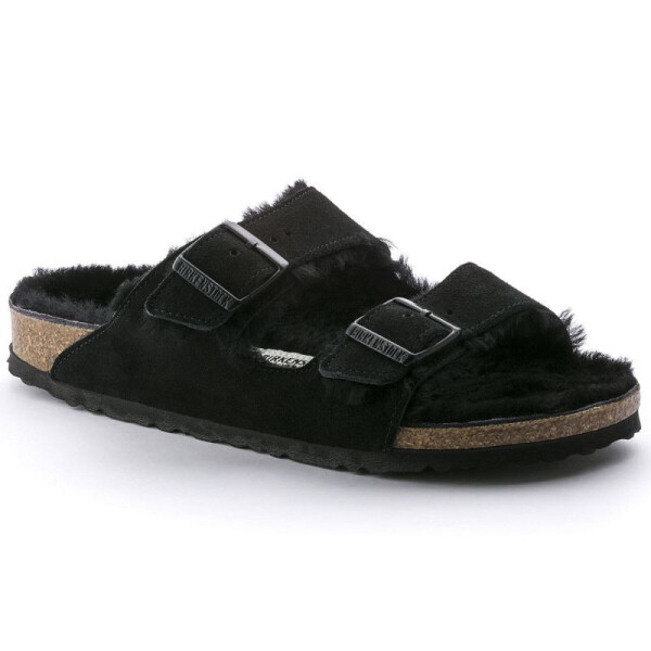 Dámské zateplené žabky Birkenstock Arizona VL Shearling Black semišová kůže regular width (0752661) s ovčí vlnou 44