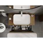 MEXEN/S - Rivel koupelnová skříňka pod umyvadlo 100 cm s deskou, 1 šuplík, reliéf , ořech 91A20-10047-1-BFC86