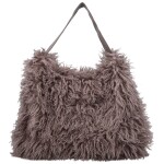 Stylová dámská plyšová kabelka do ruky Oresti, tmavě šedá