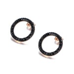 Ocelové náušnice se zirkony Vanesa - chirurgická ocel, Zlatá