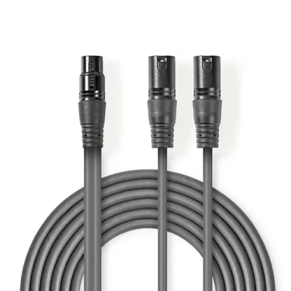 Nedis Vyvážený Audio kabel 2x XLR 3pinový (M) - XLR 3kolíková (F) 1.50 m tmavě šedá (COTH15020GY15)