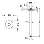 DURAVIT - Příslušenství Sprchové rameno stropní, 30 cm, matná černá UV0670026046