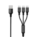 2GO USB 3in1 Nylon černá / Nabíjecí kabel / 3× USB-C / 1,5 m / 3 A (797156)