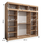 Šatní skříň Abi T1 s nástavcem Barva korpusu: Bílá, Rozměry: 250 cm, Dveře: Dub artisan