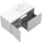 MEXEN/S - Rivel koupelnová skříňka 100 cm s umyvadlem Otis pravá, 1S, 1D, reliéf, šedá mat/bílá mat 91A23-10047-3-BBFF62-W18P01