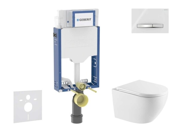 GEBERIT - Kombifix Set předstěnové instalace, klozetu Oudee a sedátka softclose, tlačítko Sigma50, chrom/alpská bílá SANI15CA3156