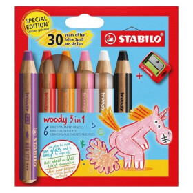 STABILO woody 3 in 1 - sada 6 ks s ořezávátkem