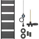 CERANO Koupelnový radiátorový set Vincenzo - kombinované vytápění, wifi tyč - boční jednobodové připojení - 600W - černá matná - 1690x600 mm