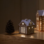 KÄHLER Porcelánový svícen Gingerbread Lighthouse 11,5 cm, hnědá barva, porcelán