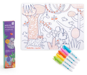 MOULIN ROTY Silikonové prostírání s fixami Les Toupitis