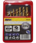 Vrtáky HSS TiN do kovu, 1.0-10.0 mm, sada 19 ks v plechovém boxu