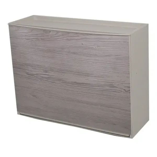 BELLI E FORTI Výklopný botník šedá, dekor šedé dřevo / PP plast / 51,5 x 16 x 39 cm / Stohovatelný
