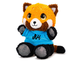 Plyšová panda červená sedící 17 cm v tričku s potiskem