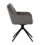 Židle jídelní, 180° otočný mechanismus, lanýžová voděodolná látka, černý kov