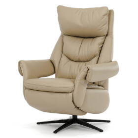 Relaxační křeslo, elektrické zabudované ovládání, krémová, kůže,TV-B3980 CRM3