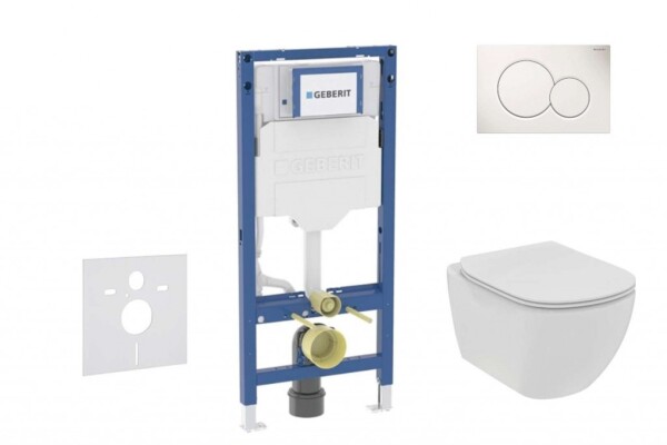 GEBERIT - Duofix Set předstěnové instalace, klozetu Tesi a sedátka softclose, tlačítko Sigma01, alpská bílá SANI11CD3108