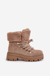 Dámské Šněrovací Boty S Kožíškem Tmavě Béžové Vaminia 40